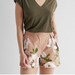 Express shorts, tan/brown, floral print, lined, size 8